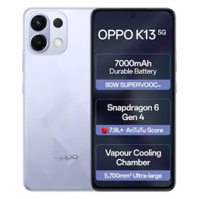 Oppo K13 256 GB, 8 GB RAM, Icy Purple, Mobile Phone